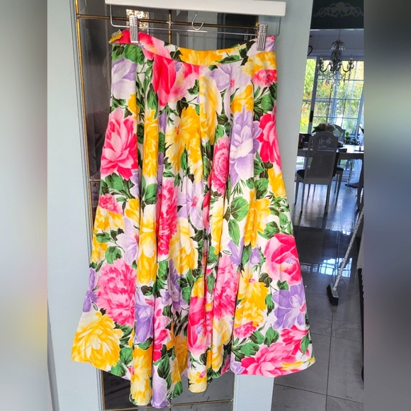 Superb vintage flowery full skirt - Handmade - Picture 2 of 4